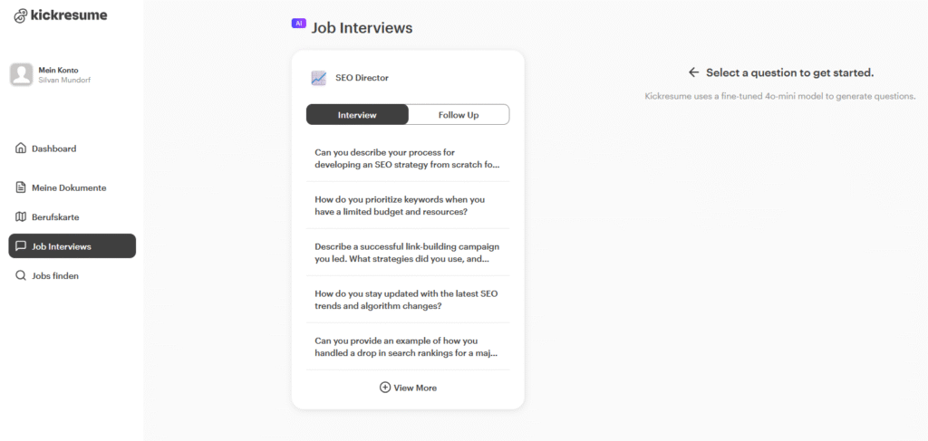 KickResume AI Resume Builder Interview