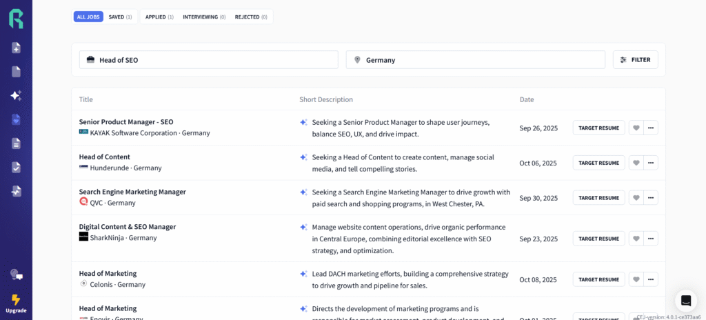 Job Search mit Rezi AI