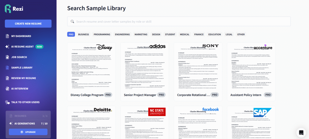 Rezi.ai Erfahrungen mit der Sample Library