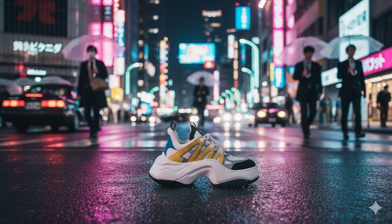 Sneaker auf einer Tokio KI-Bildwelt