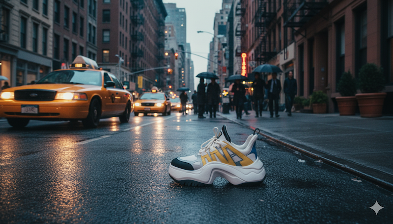 Sneaker auf einer New York KI-Bildwelt