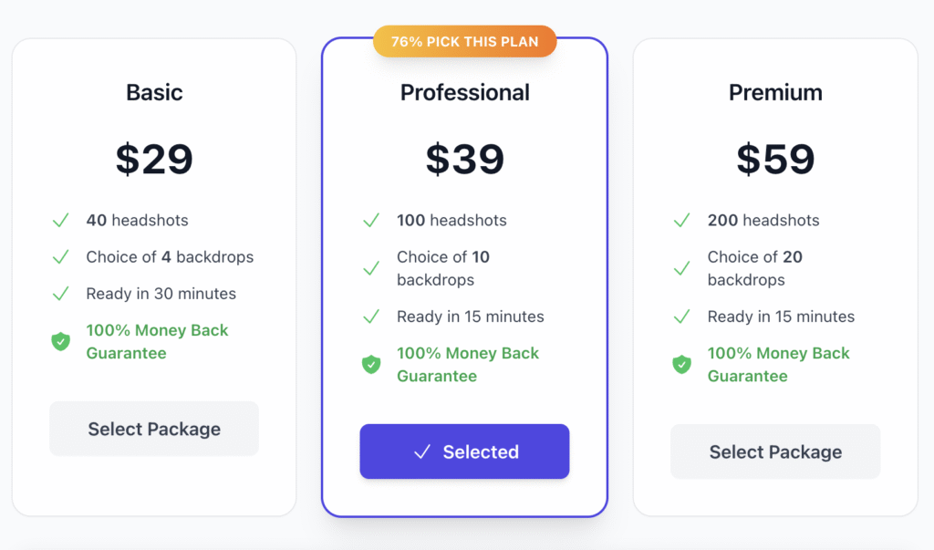  Quick AI Headshots Pricing